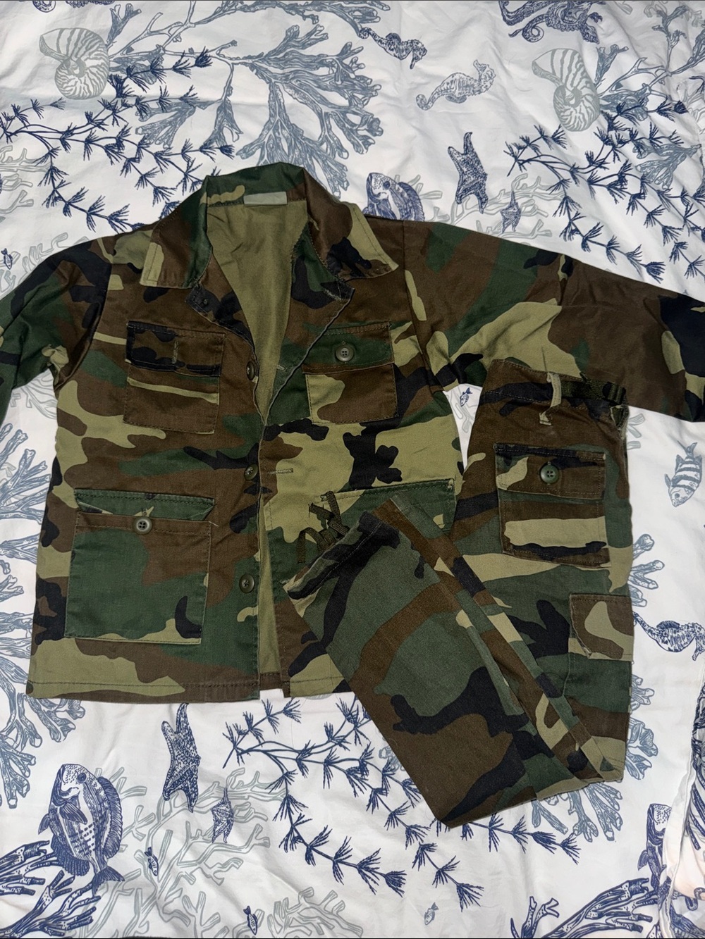Kids Woodland Camo Military Jacket and Pants Set